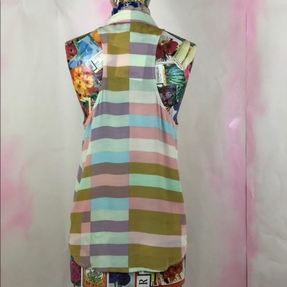 SALE Mara Hoffman Flag Stripe Button Down Gridded - Picture 5 of 8